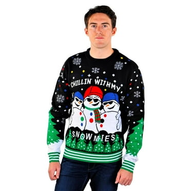 Socal Look Men's Ugly Christmas Sweater, Long Sleeve Crew Neck Acrylic Holiday Pullover, 2XL