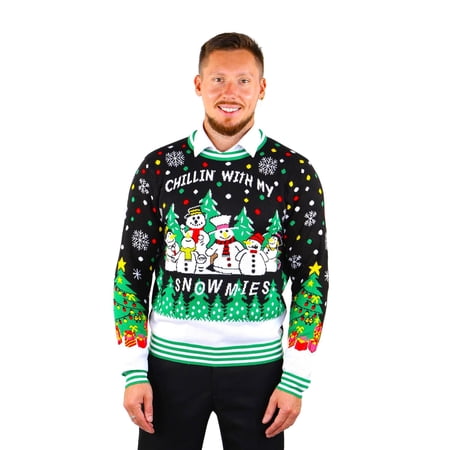 Socal Look Men's Ugly Christmas Sweater, Long Sleeve Crew Neck Acrylic Holiday Pullover, 3XL