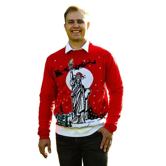 Socal Look Men's Ugly Christmas Sweater, Long Sleeve Crew Neck Acrylic Holiday Pullover, L