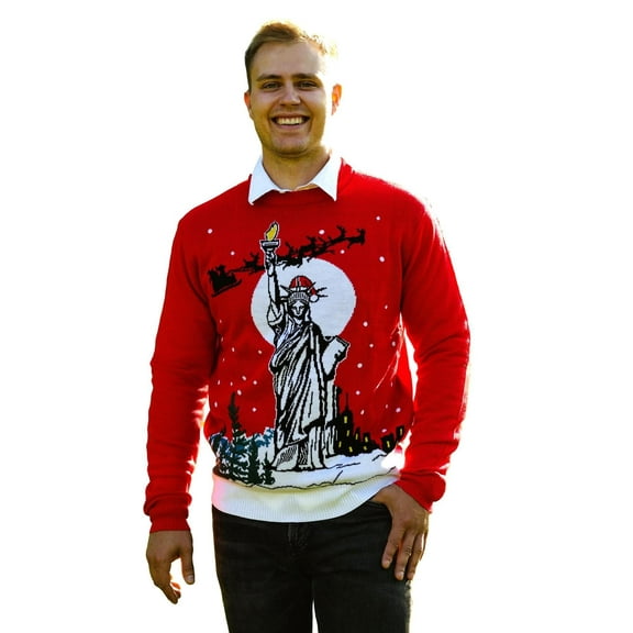 Socal Look Men's Ugly Christmas Sweater, Long Sleeve Crew Neck Acrylic Holiday Pullover, M