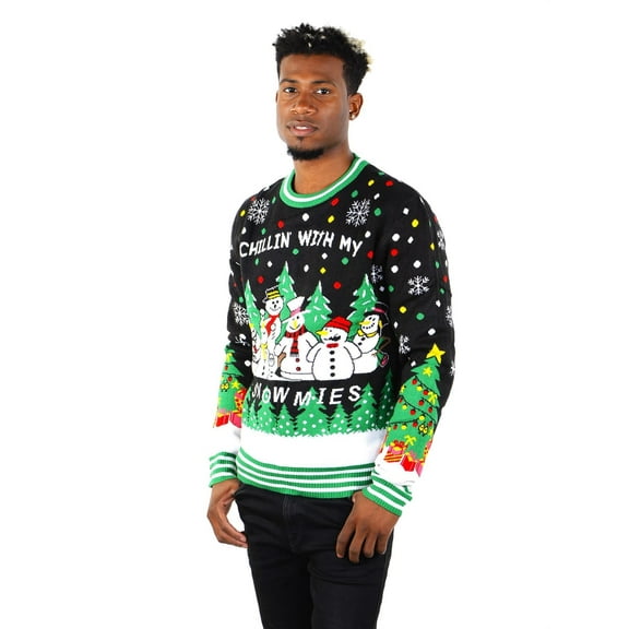 Socal Look Men's Ugly Christmas Sweater, Long Sleeve Crew Neck Knit Holiday Pullover, XL
