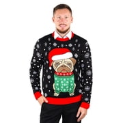 Socal Look Men's Ugly Christmas Sweater, Long Sleeve Crew Neck Acrylic Pullover, XL