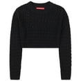 thumbnail image 1 of Socal Look Women's Cotton Crochet Sweater Long Sleeve Summer Casual Pullover Black, Small, 1 of 6