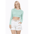 thumbnail image 1 of Socal Look Women's Cotton Crochet Sweater Long Sleeve Summer Casual Pullover Mint Green, Medium, 1 of 5