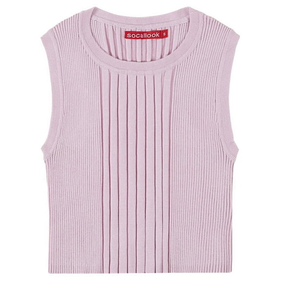 Socal Look Women's Sleeveless Crew Neck Sweater Top in Stretchable Viscose Blend Primrose Pink, L