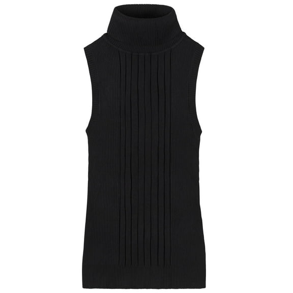 Socal Look Women's Sleeveless Turtleneck Sweater Top in Stretchable Viscose Blend Black, 2XL