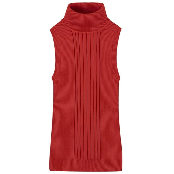 Socal Look Women's Sleeveless Turtleneck Sweater Top in Stretchable Viscose Blend Bright Red, M