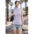 thumbnail image 1 of Socal Look Women's Sleeveless Turtleneck Sweater Top in Stretchable Viscose Blend Lavender Fog, XS, 1 of 6