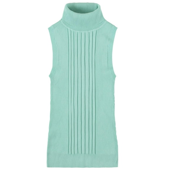 Socal Look Women's Sleeveless Turtleneck Sweater Top in Stretchable Viscose Blend Mint Green, S