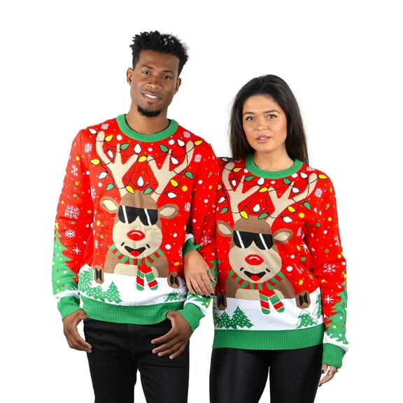 Socal Look Women's Ugly Christmas Sweater, Long Sleeve Crew Neck Acrylic Holiday Pullover, 2XL