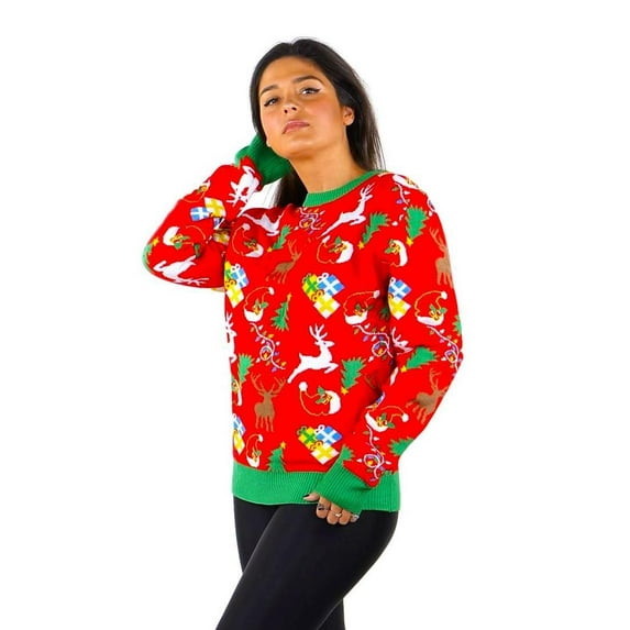 Socal Look Women's Ugly Christmas Sweater, Long Sleeve Crew Neck Acrylic Holiday Pullover, 3XL