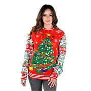 Socal Look Womens Ugly Xmas Sweater, Long Sleeve Crew Neck Knit Holiday Pullover, L
