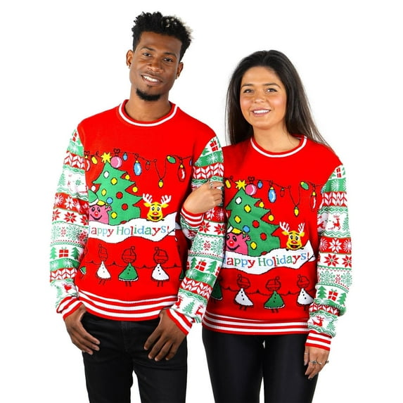 Socal Look Women's Ugly Christmas Sweater, Long Sleeve Crew Neck Acrylic Holiday Pullover, L