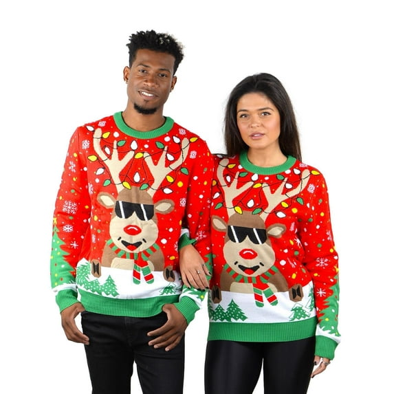 Socal Look Women's Ugly Christmas Sweater, Long Sleeve Crew Neck Acrylic Holiday Pullover, L