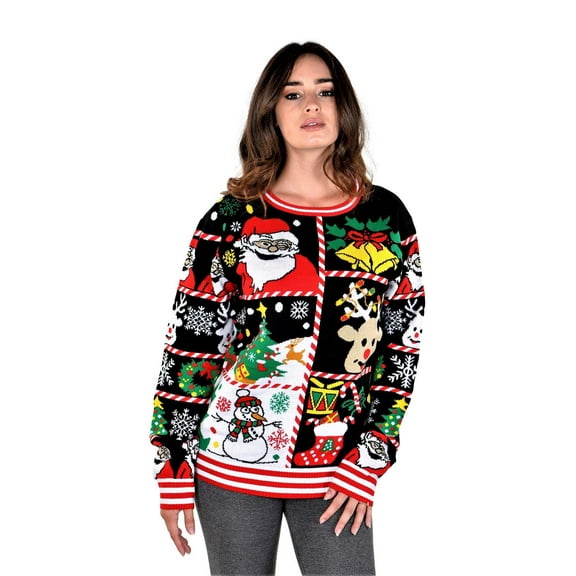 Socal Look Women's Ugly Christmas Sweater, Long Sleeve Crew Neck Acrylic Pullover, M