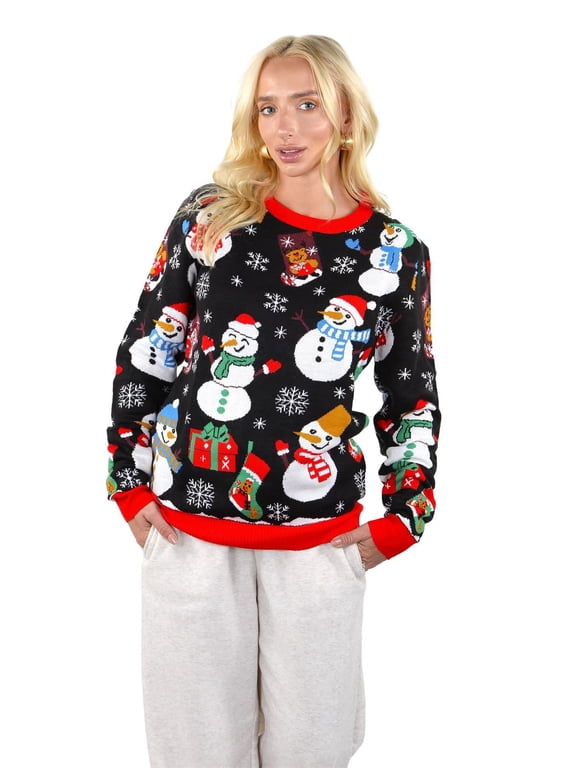 Women's Ugly Christmas Sweater, Long Sleeve Crew Neck Acrylic Holiday Pullover, S