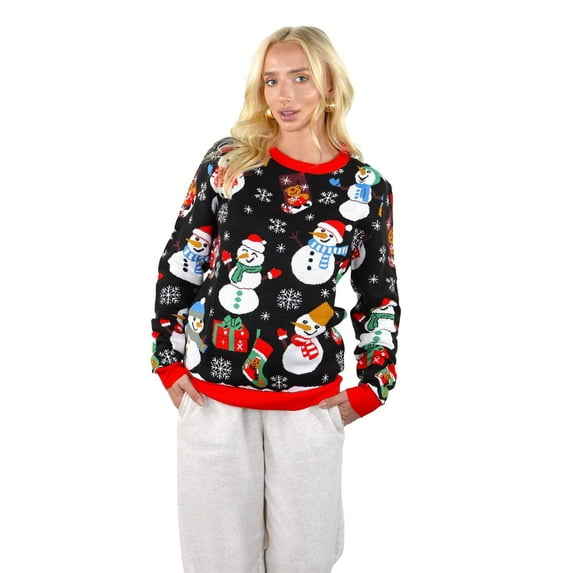 Socal Look Women's Ugly Christmas Sweater, Long Sleeve Crew Neck Acrylic Holiday Pullover, S