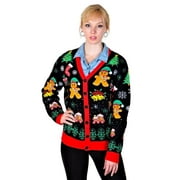 SOCAL LOOK Women's Ugly Christmas Sweater, Long Sleeve V-Neck Acrylic Holiday Cardigan, S