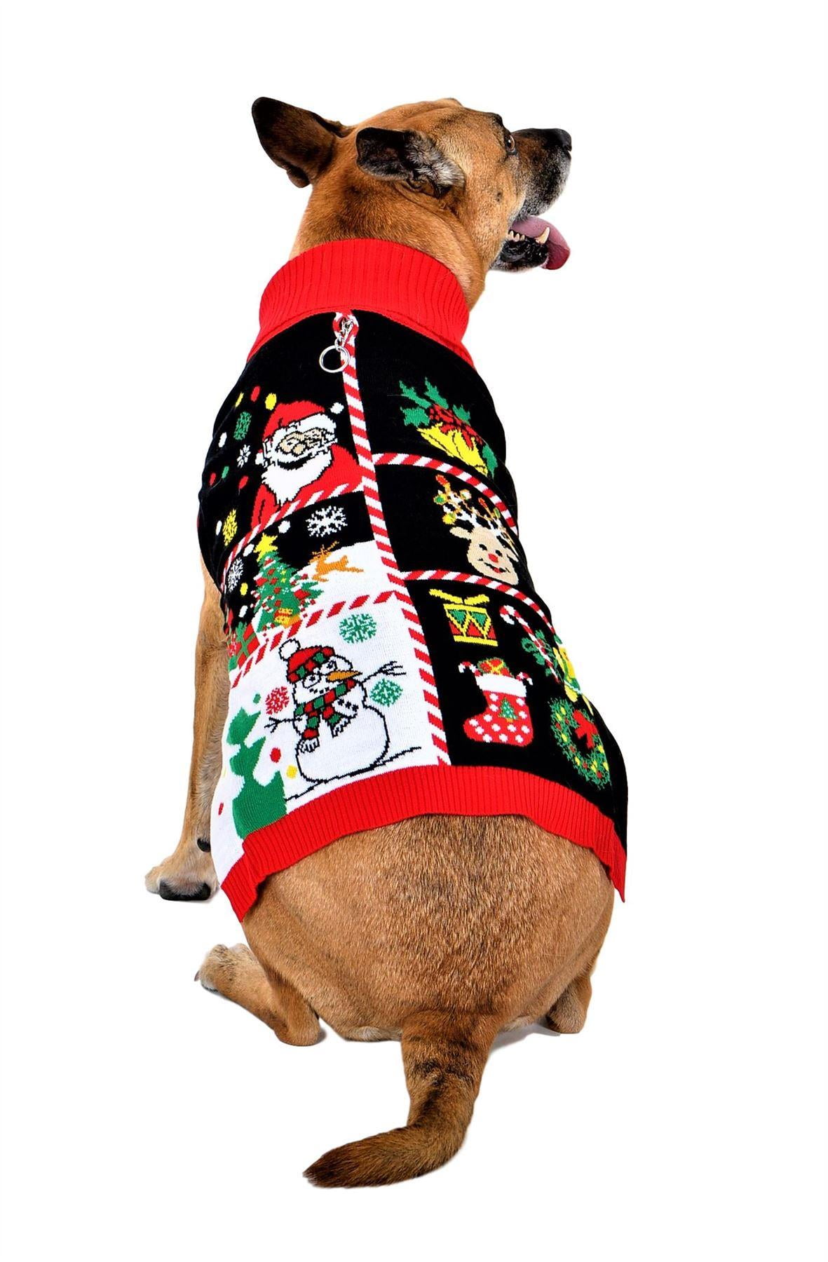 SOCAL LOOK Dog Christmas Sweater Acrylic Ugly Xmas Jumper with Leash ...