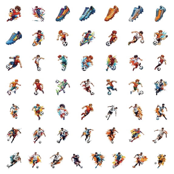 Soccer 50 Count Vinyl Assorted Designs for Water Bottles Laptops and Scrapbooks