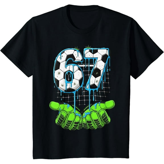 Soccer 67 Six Seven Funny Meme Drip Boys Girls T-Shirt