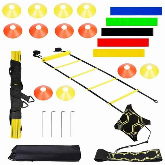 Soccer Agility Training Equipment Set Agility Ladder Soccer Cones Solo Soccer Trainer for Kids Youth Adults