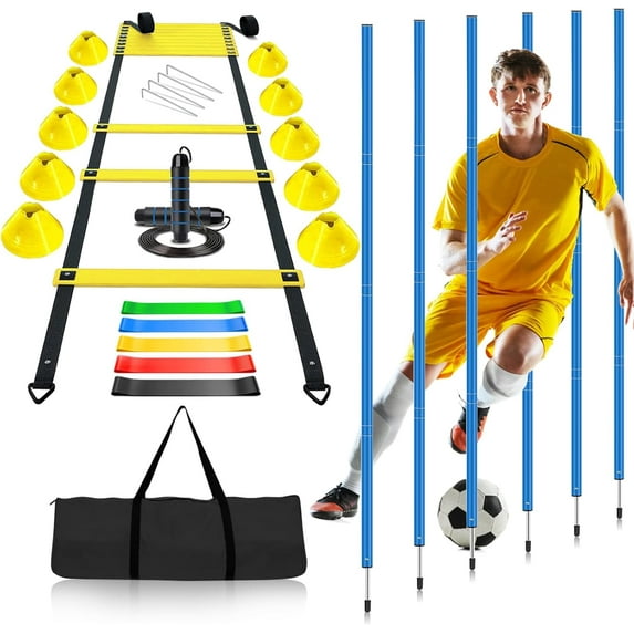 Soccer Agility Training Poles Equipment |Adjustable Soccer Equipment for Training Includes 6 Flexible Agility Poles