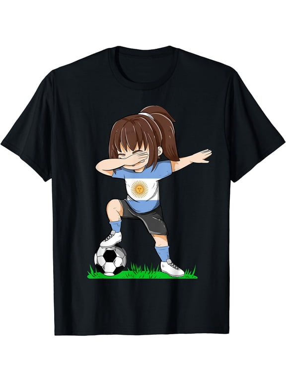 Soccer Argentina Jersey Argentinian Flag Football Girls Dab T-Shirt