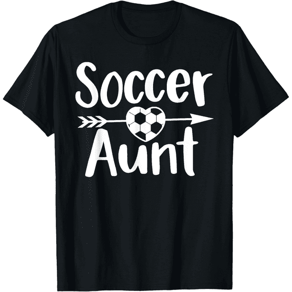 Soccer Aunt T-Shirt Women's Heart Soccer Ball Graphic Tee Funny Sports Fan Gift Retro Athletic Apparel