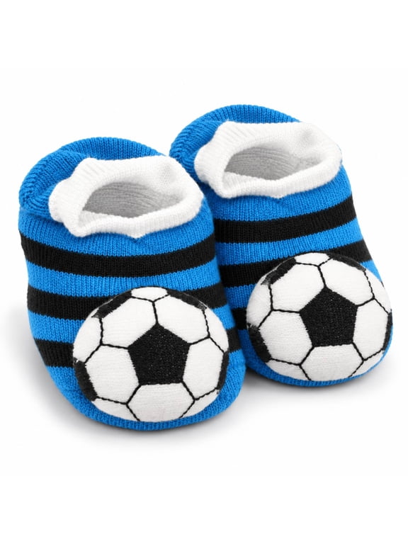 Soccer Baby Bootie Slippers, Infant Sock Shoes for 0-6 Months, Soft Cozy Indoor Shoes, Holiday Gift for Baby