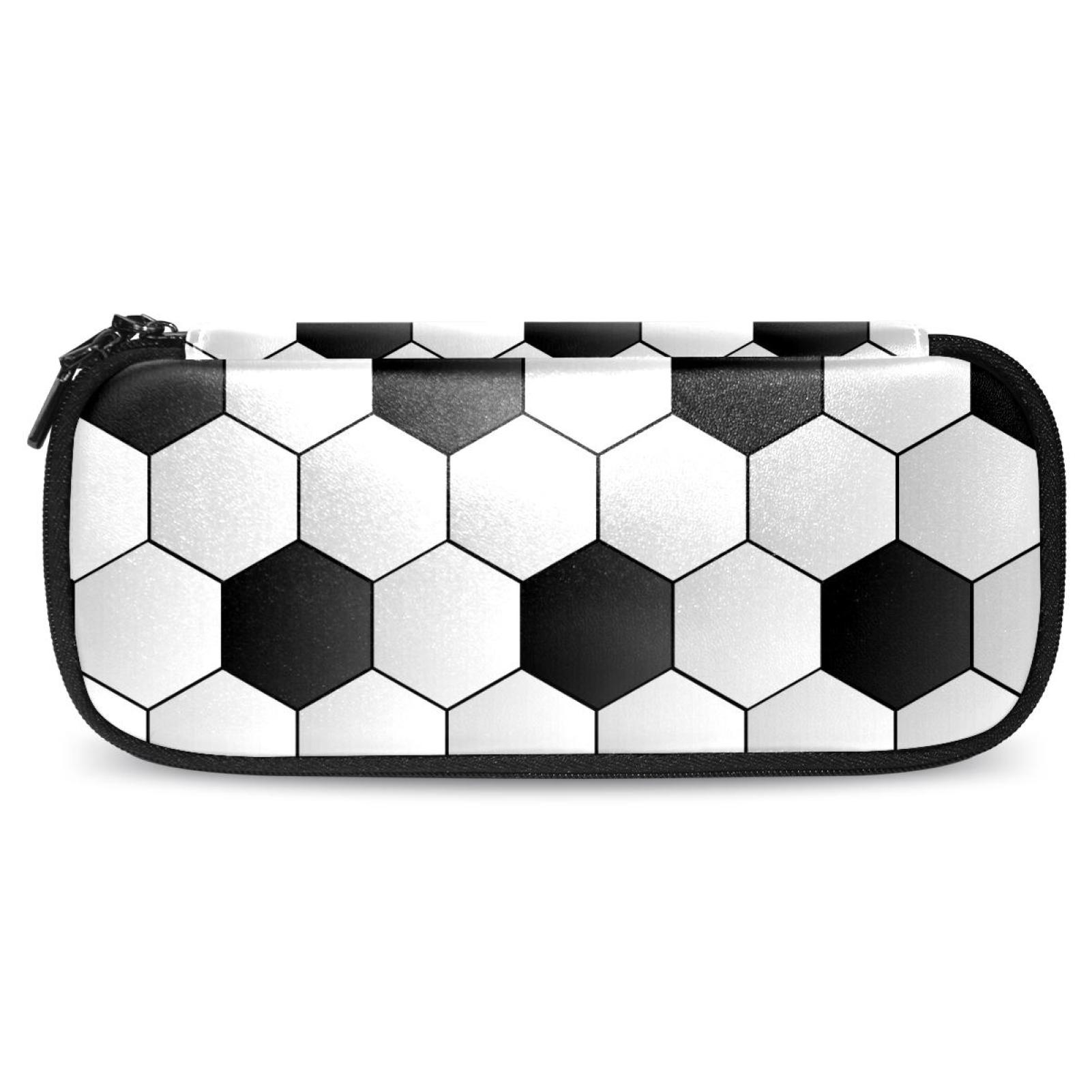Soccer Background Pattern Stylish Leather Toiletry Bag Durable Travel