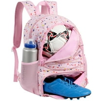 Soccer Backpack 32L Pink Soccer Bag with Ball Holder Shoes Compartment Water-Resistant Breathable Multi-Sport Backpack for Basketball Volleyball