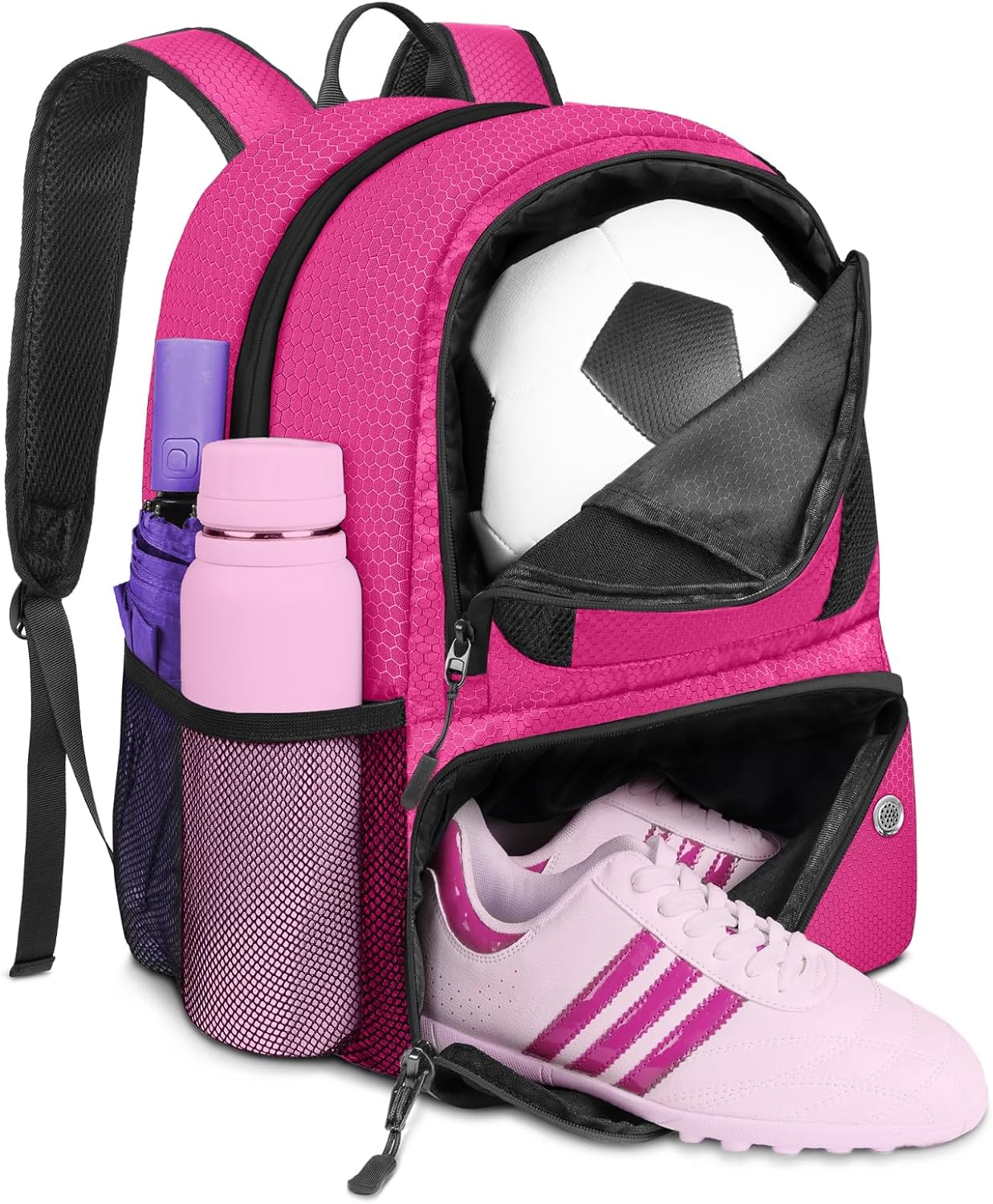 Soccer Backpack with Ball Holder and Water Resistant Material for