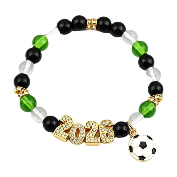 Soccer Baded Bracelet 2026 for Women Men, Football Charm Jewelry with USA Mexico Canada Theme, Game Day Accessory, Adjustable Fan Bracelet Gift