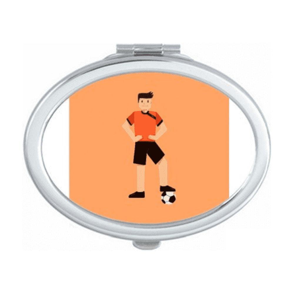 Soccer Ball Association Athlete Player Mirror Portable Fold Hand Makeup