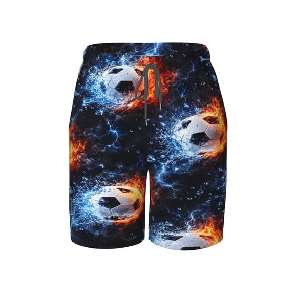 Soccer Ball Beach Pants Lightweight Teen Shorts with Mesh Lining and Drawstring