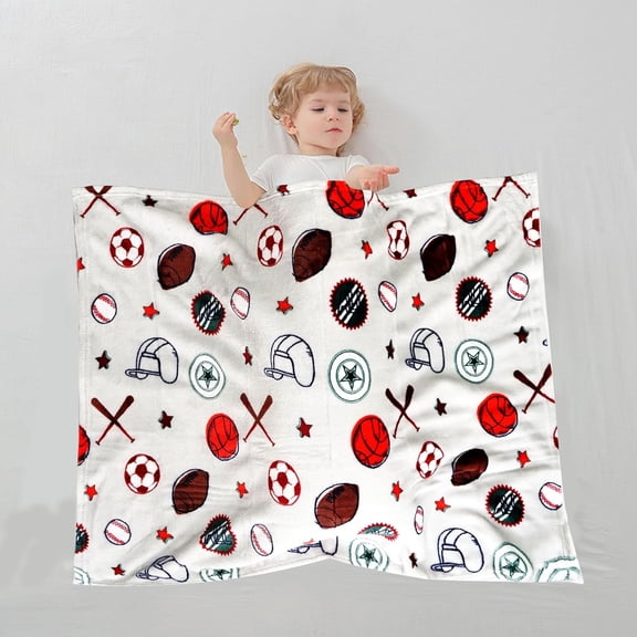 Soccer Ball Blanket for Babies, Baby Throw Blanket for Boys and Girls Soft Cozy Flannel, Cute Toddler Nap Blanket for Sofa Couch Bed, Soft Plush Warm Receiving for Newborns, 30x40 Inch