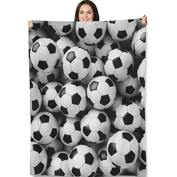 Soccer Ball Blanket - Soft Cozy Fleece Throw Blanket, 60"x80", Realistic Soccer Ball Design, Perfect for Soccer Fans, Home Decor, and Gifts for Kids and Adults