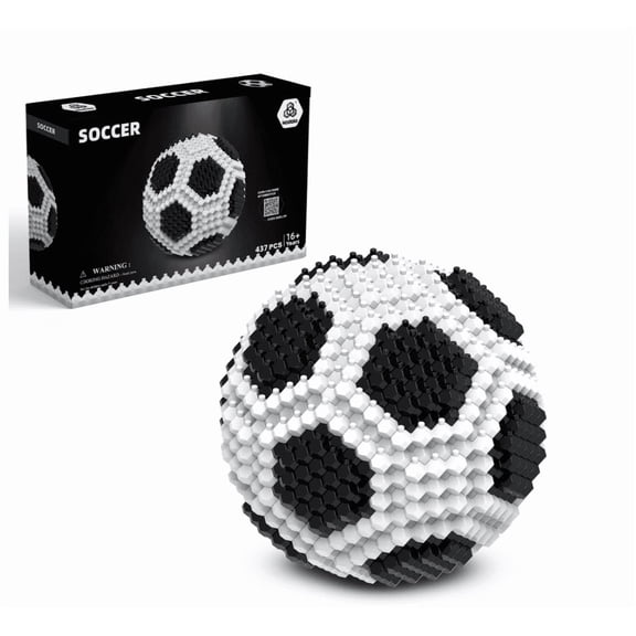 Soccer Ball Building Block Set, 437PCS Miniature 3D STEM Educational Kit, Sports Collectible Decor for Adults & Teens, Ideal Gift for Soccer Fans