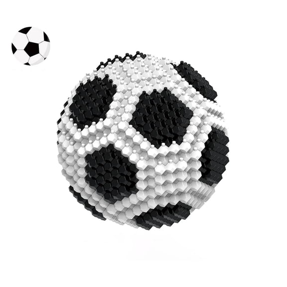 Soccer Ball Building Block Set, Adults' challenging STEM Block Decorations, Miniature 3D Educational Toys for Ages 14 15 16 and Above