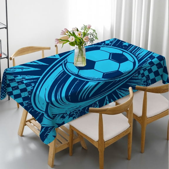 Soccer Ball Comic Pop Art Rectangle Dining Tablecloth, Holiday Party Tablecloth - Polyester Tablecloths Rectangle Dining Tablecloth, Ideal for Kitchen Picnic Party