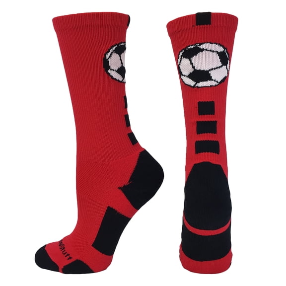 Soccer Ball Crew Socks (Red/Black, Medium)