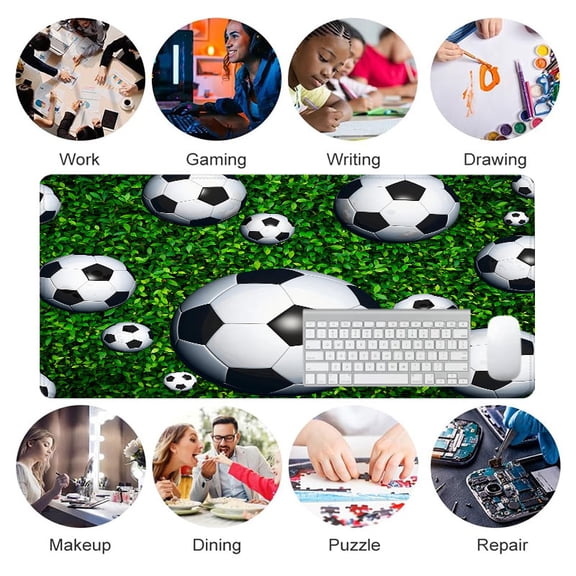 Soccer Ball Design Mouse Pad 31.5 x 11.82 Inches Rubber Desk Mat for Office Gaming Sports Fans
