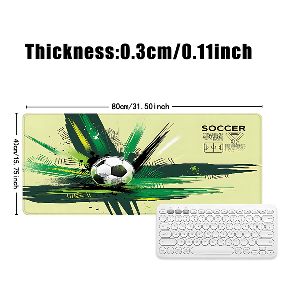 Soccer Ball Design Mouse Pad 31.5 x 11.82 Inches Rubber Desk Mat for Office and Gaming