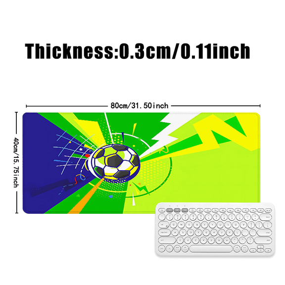 Soccer Ball Design Mouse Pad 31.5 x 11.82 inches Rubber Desk Mat for Office Gaming Sports Fans