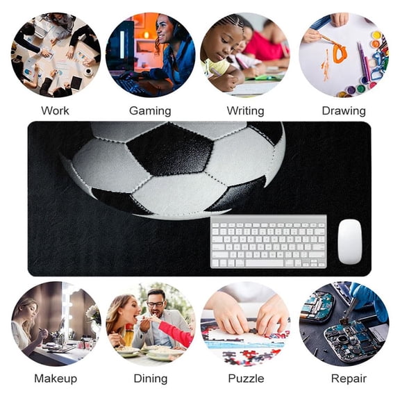 Soccer Ball Design Mouse Pad 31.5 x 11.82 inches Rubber Surface for Office and Gaming