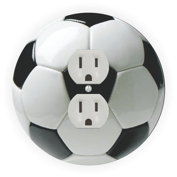 Soccer Ball Design - Round Light Switch Plate Cover - Outlet Cover