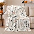 thumbnail image 1 of Soccer Ball Floral Bouquet Sports person, Playful Botanical Garden Scene, Warm Flannel Blanket for Sunroom and Reading Nook, Celestial Art Lovers Valentine's Day Gift, Artistic Home Decor, 1 of 9