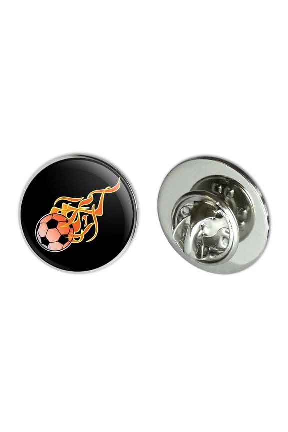 Soccer Ball Football Cartoon Flames Metal 0.75" Lapel Hat Pin Tie Tack Pinback