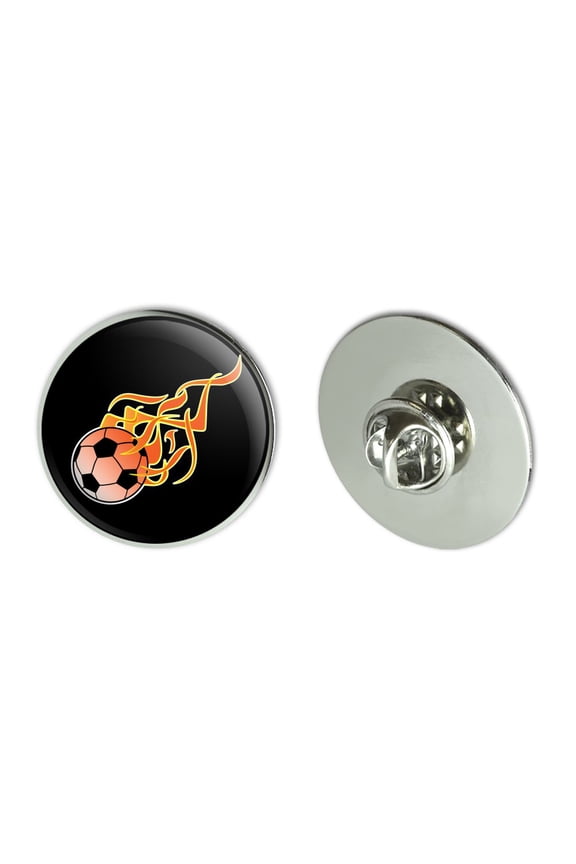 Soccer Ball Football Cartoon Flames Metal 1.1" Tie Tack Hat Lapel Pin Pinback